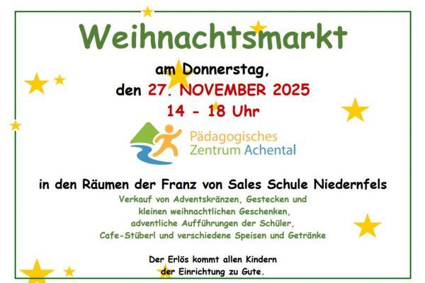 Weihnachtsmarkt Franz von Sales Schule 27.11. 14-18 Uhr